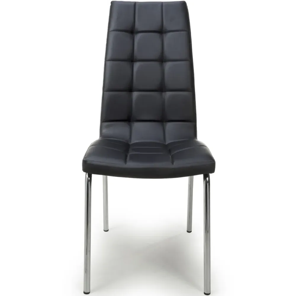 Jenner Set of 2 Dining Chairs - Black, Leather Effect