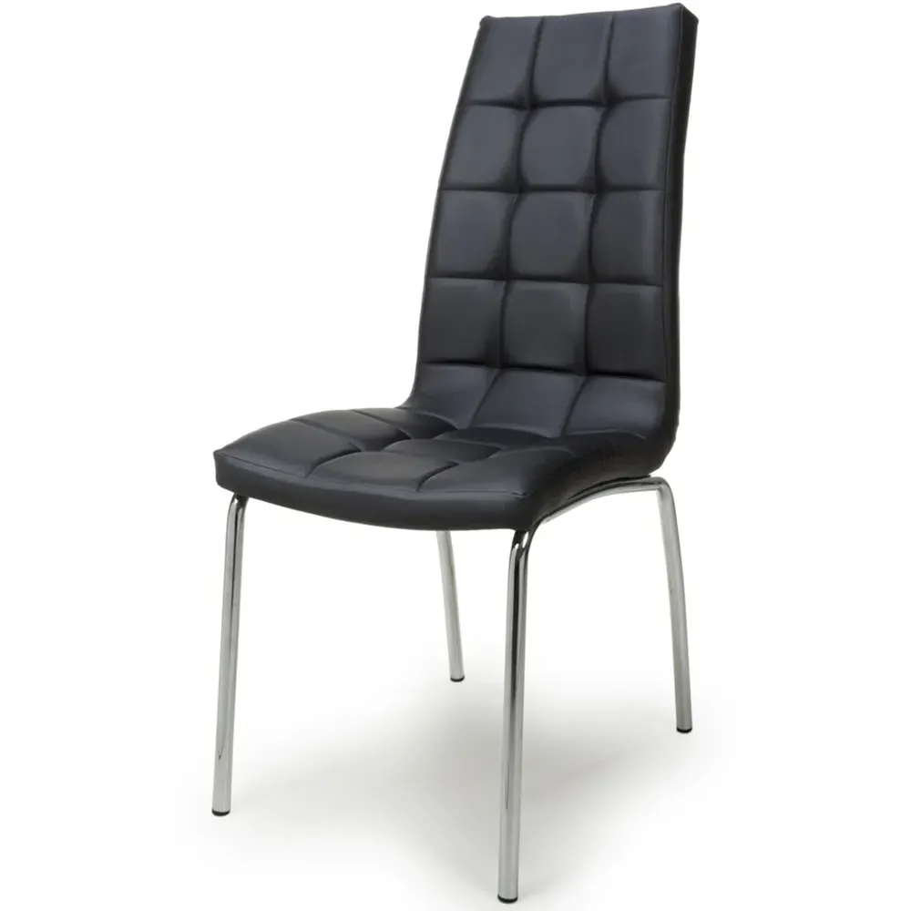 Jenner Set of 2 Dining Chairs - Black, Leather Effect