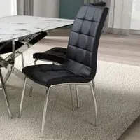 Jenner Set of 2 Dining Chairs - Black, Leather Effect