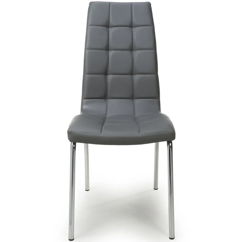 Jenner Set of 2 Dining Chairs - Grey, Leather Effect