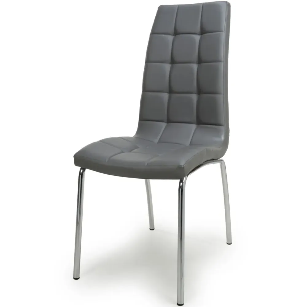 Jenner Set of 2 Dining Chairs - Grey, Leather Effect