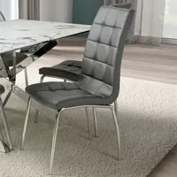 Jenner Set of 2 Dining Chairs - Grey, Leather Effect