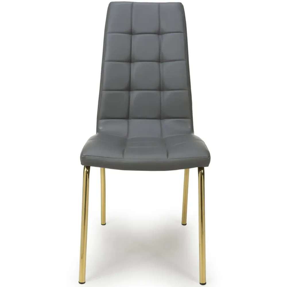 Jenner Set of 2 Dining Chairs - Grey, Leather Effect