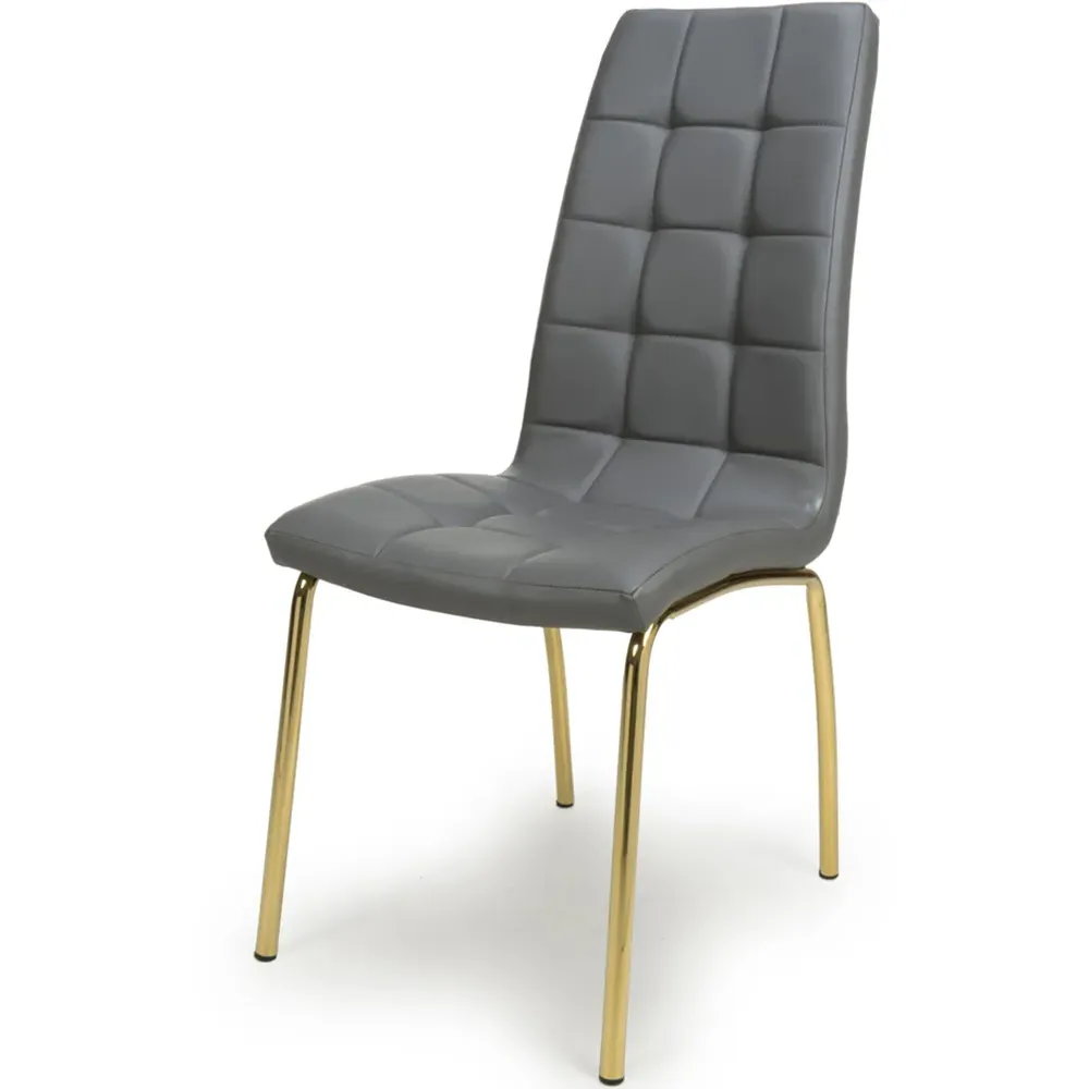 Jenner Set of 2 Dining Chairs - Grey, Leather Effect