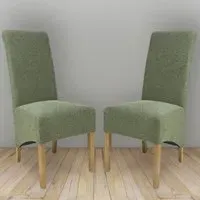 Krista Set of 2 Dining Chairs - Green, Weave