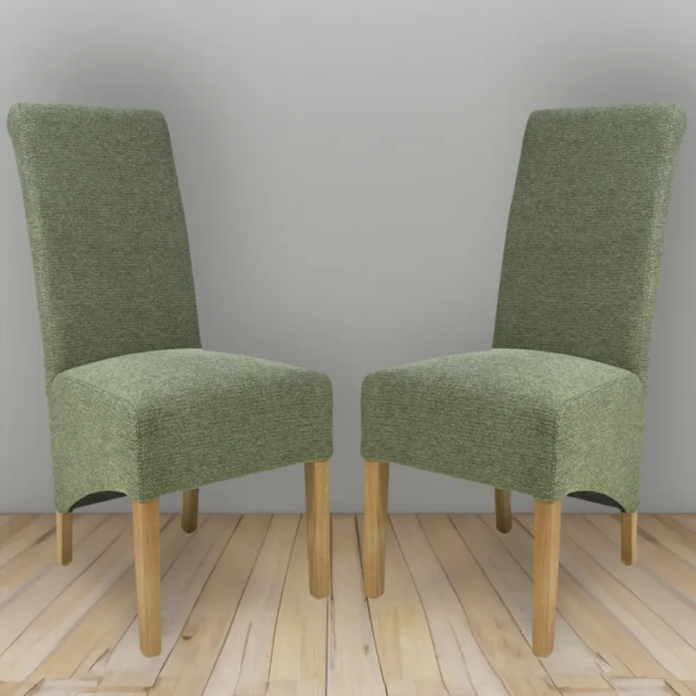 Krista Set of 2 Dining Chairs - Green, Weave