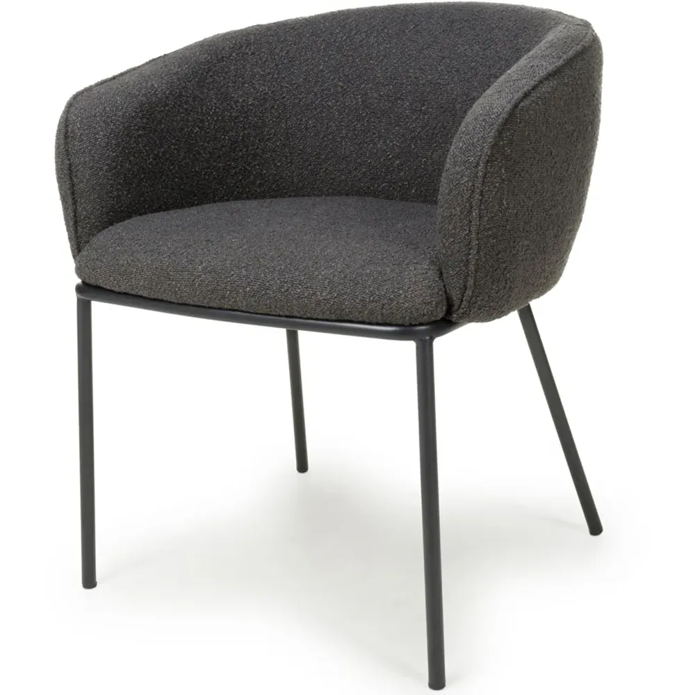 Lola Set of 2 Dining Chairs - Grey, Boucle