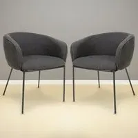 Lola Set of 2 Dining Chairs - Grey, Boucle