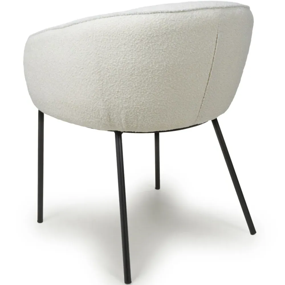 Lola Set of 2 Dining Chairs - White, Boucle