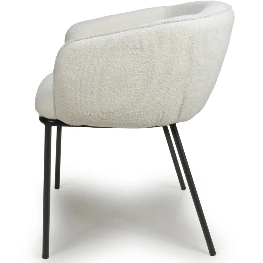 Lola Set of 2 Dining Chairs - White, Boucle