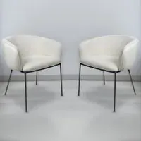 Lola Set of 2 Dining Chairs - White, Boucle
