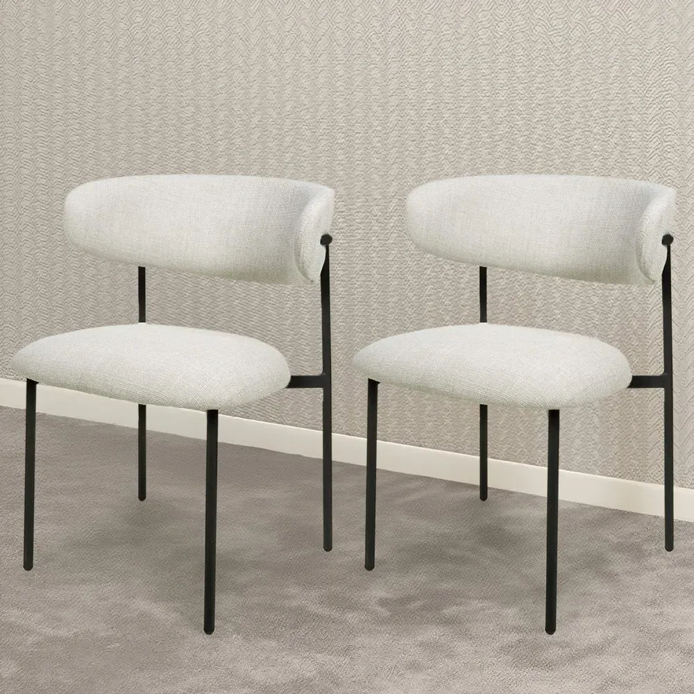 Marisa Set of 2 Dining Chairs - Cream, Linen image