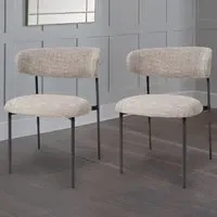 Marisa Set of 2 Dining Chairs - Cream, Tweed