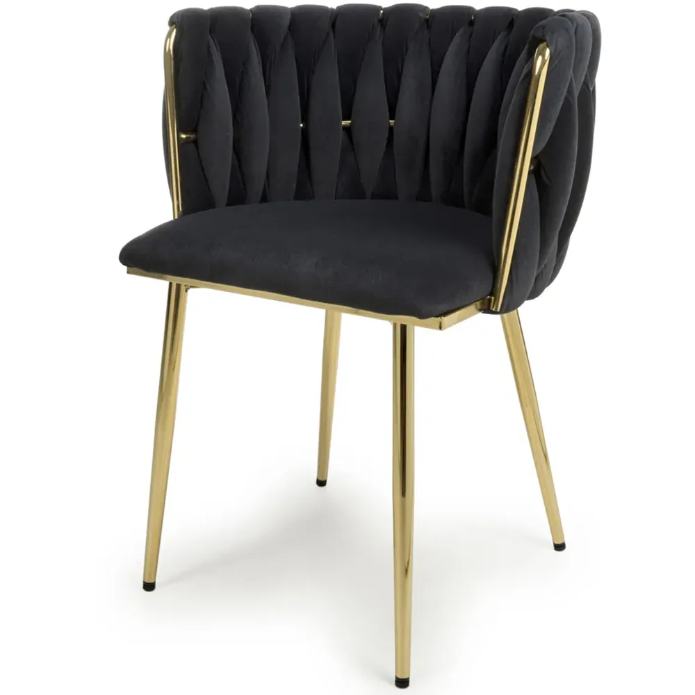 Ontario Set of 2 Dining Chairs - Black, Velvet