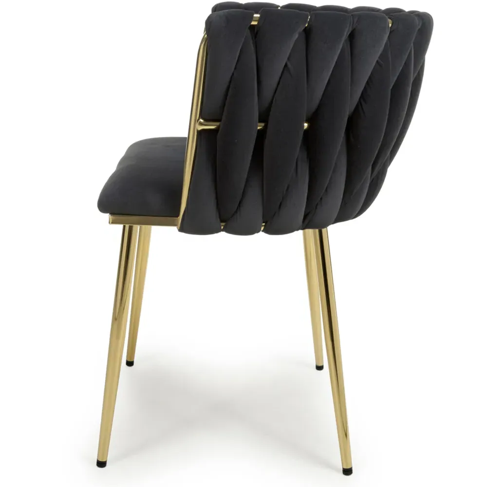 Ontario Set of 2 Dining Chairs - Black, Velvet