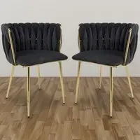 Ontario Set of 2 Dining Chairs - Black, Velvet