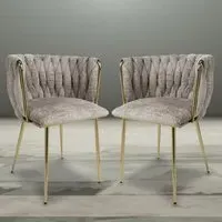 Ontario Set of 2 Dining Chairs - Cream, Chenille