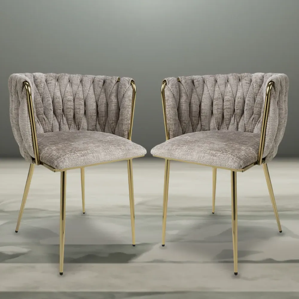 Ontario Set of 2 Dining Chairs - Cream, Chenille