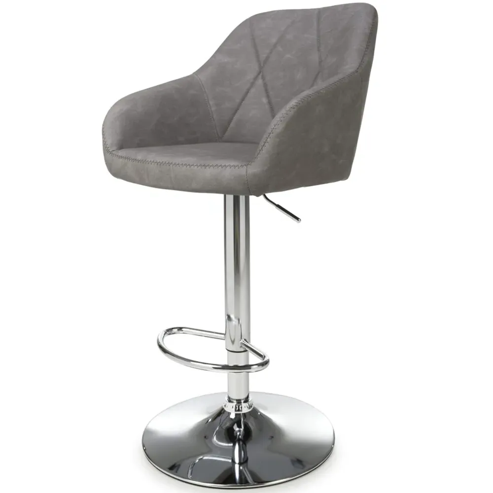 Serena Bar Stool Set of 2 - Grey, Leather