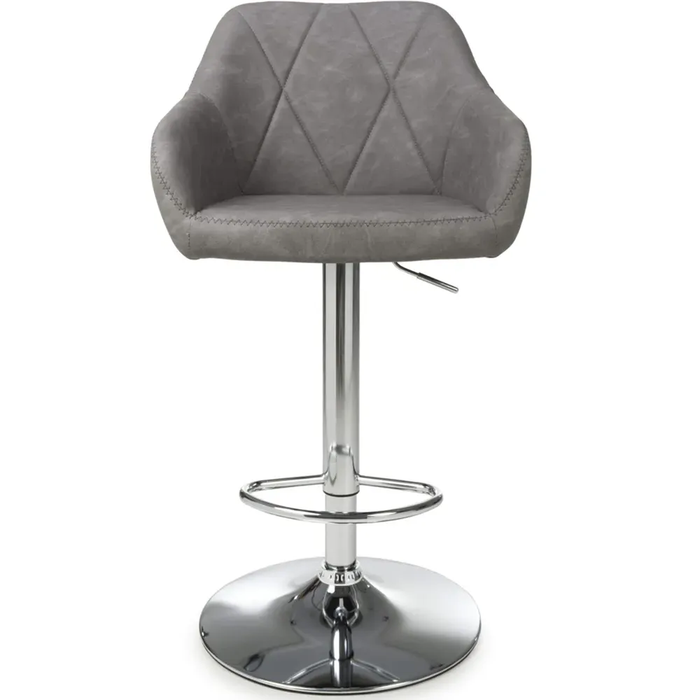 Serena Bar Stool Set of 2 - Grey, Leather