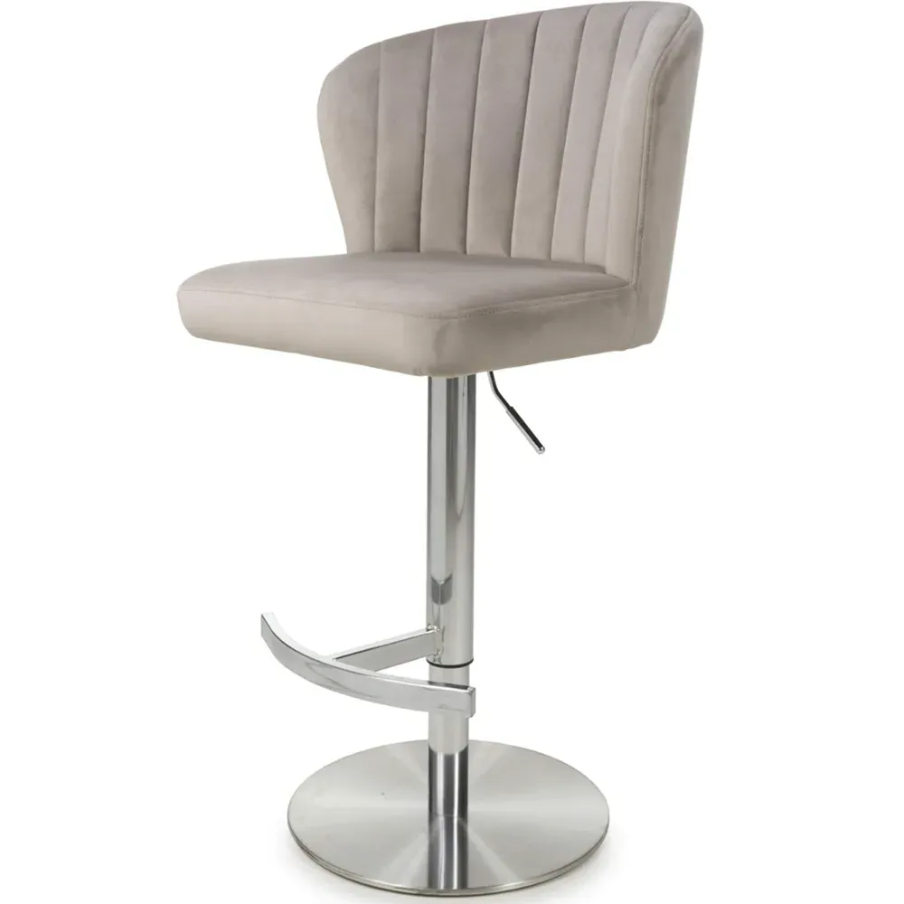 Sigma Adjustable Bar Stool - Cream, Brushed Velvet