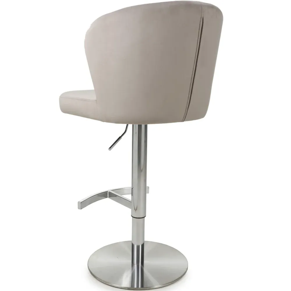 Sigma Adjustable Bar Stool - Cream, Brushed Velvet