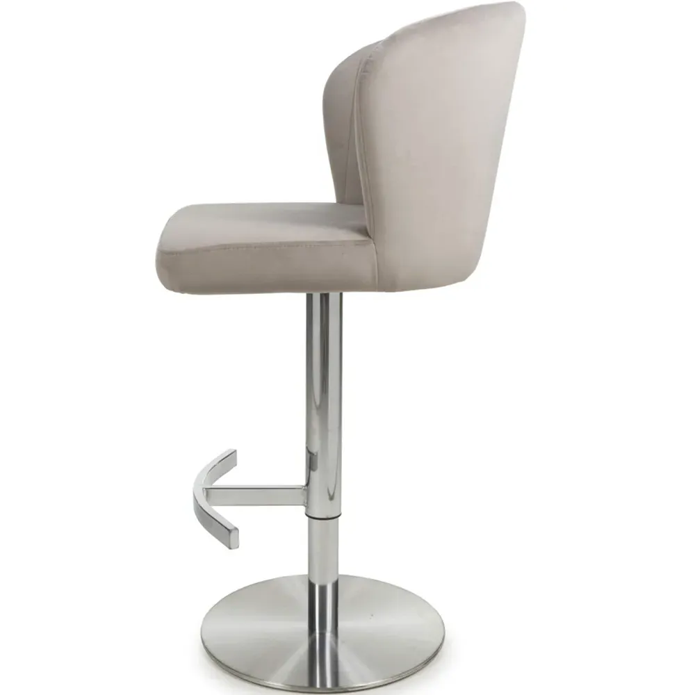 Sigma Adjustable Bar Stool - Cream, Brushed Velvet