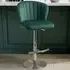 Sigma Adjustable Bar Stool - Green, Brushed Velvet