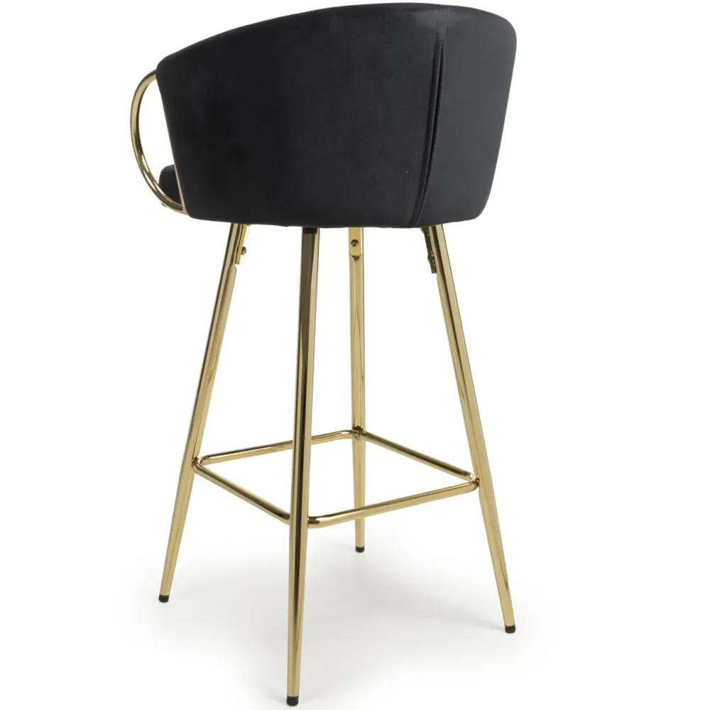 Volero Bar Stool with Armrests - Black, Brushed Velvet