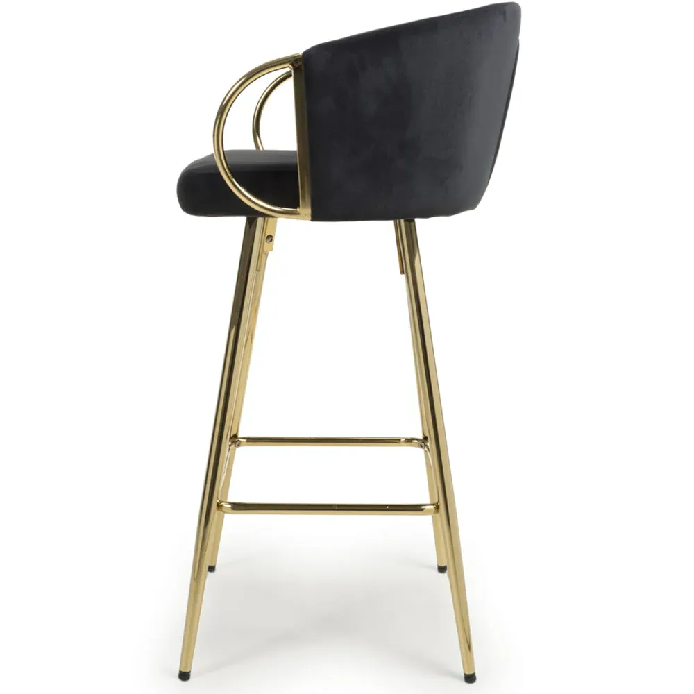 Volero Bar Stool with Armrests - Black, Brushed Velvet