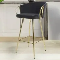 Volero Bar Stool with Armrests - Black, Brushed Velvet