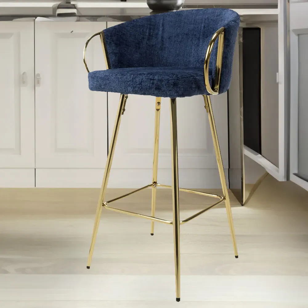 Volero Textured Bar Stool with Armrests - Blue image