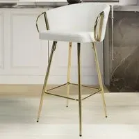 Volero Textured Bar Stool with Armrests - Cream