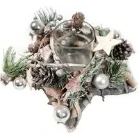 Star Shaped Wooden Candle Holder - Silver