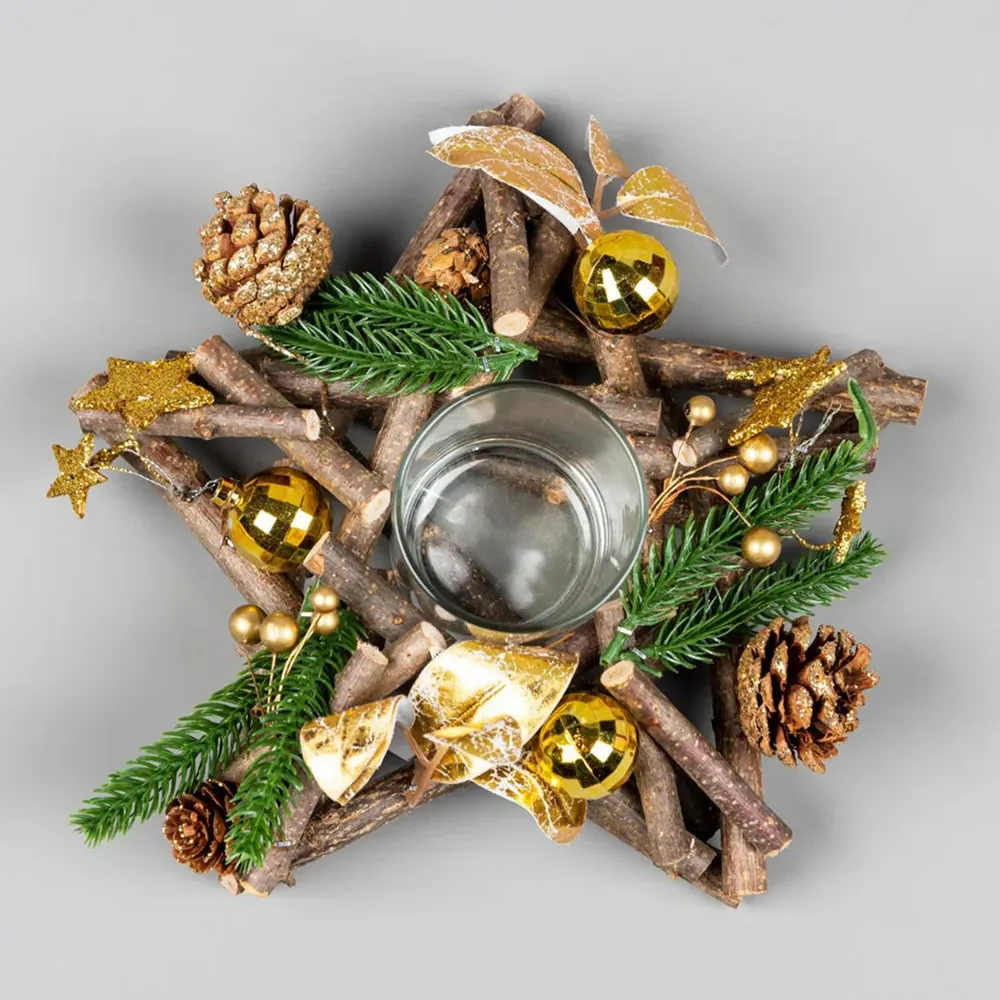 Twig Star Candle Holder - Gold