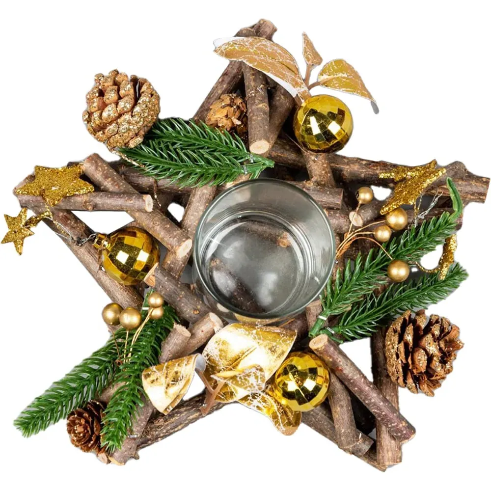 Twig Star Candle Holder - Gold image