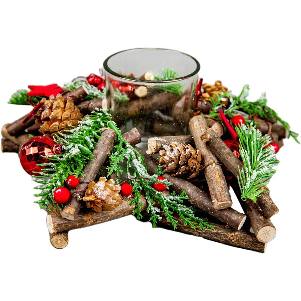 Twig Star Candle Holder - Red