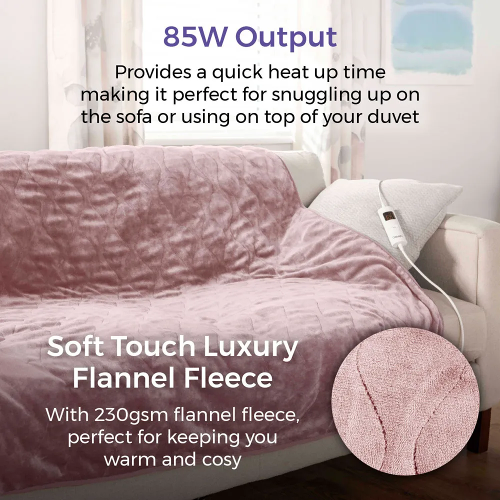 Carmen Fleece Electric Heated Throw Blanket - Pink