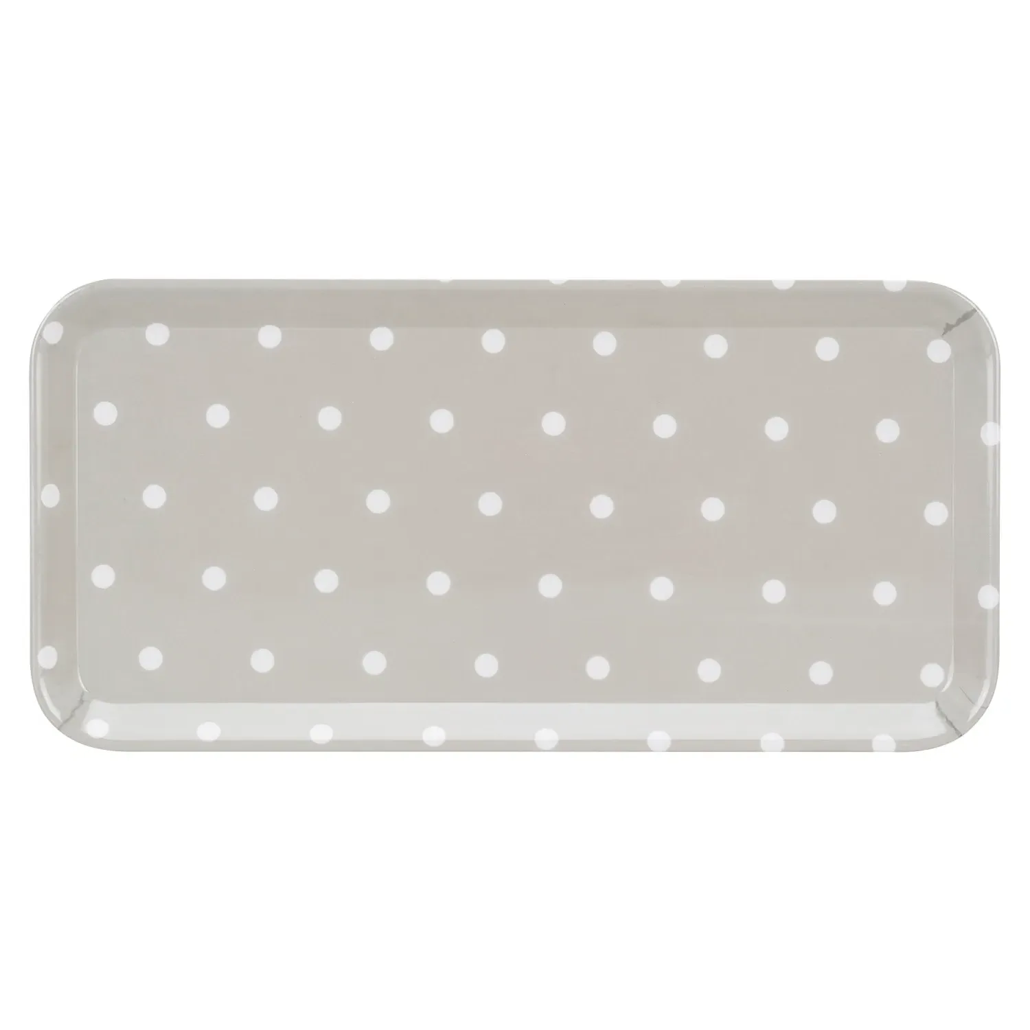 Slate Grey Polka Dot Drinks Tray - Grey, Melamine image
