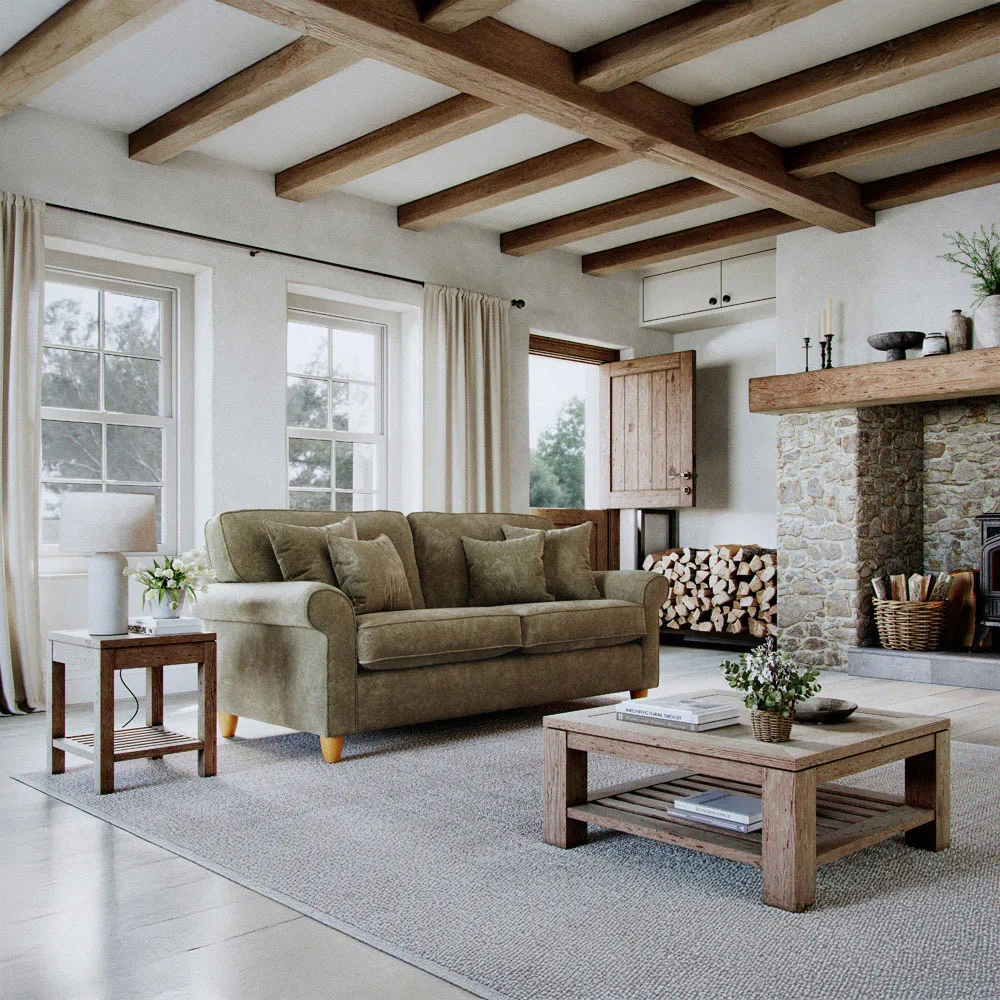 2-Seater Sofa - Green, Chenille