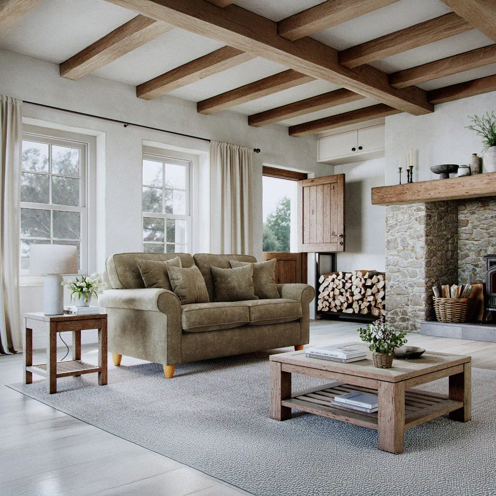 2-Seater Sofa - Green, Chenille