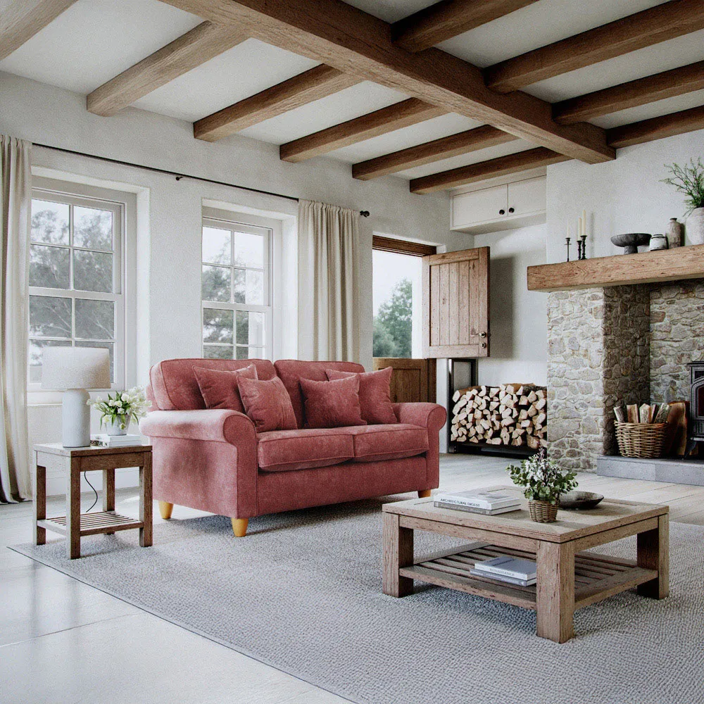 2-Seater Sofa - Red, Chenille