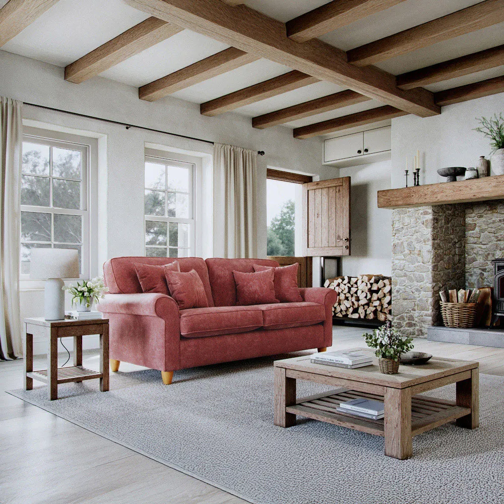 2-Seater Sofa - Red, Chenille