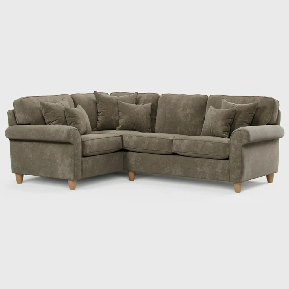 3-Seater Left Hand Corner Sofa - Green, Chenille