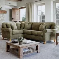 3-Seater Left Hand Corner Sofa - Green, Chenille