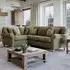 3-Seater Left Hand Corner Sofa - Green, Chenille
