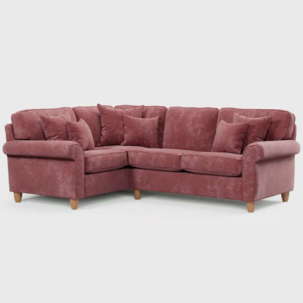 3-Seater Left Hand Corner Sofa - Red, Chenille