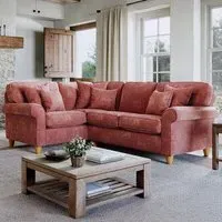 3-Seater Left Hand Corner Sofa - Red, Chenille