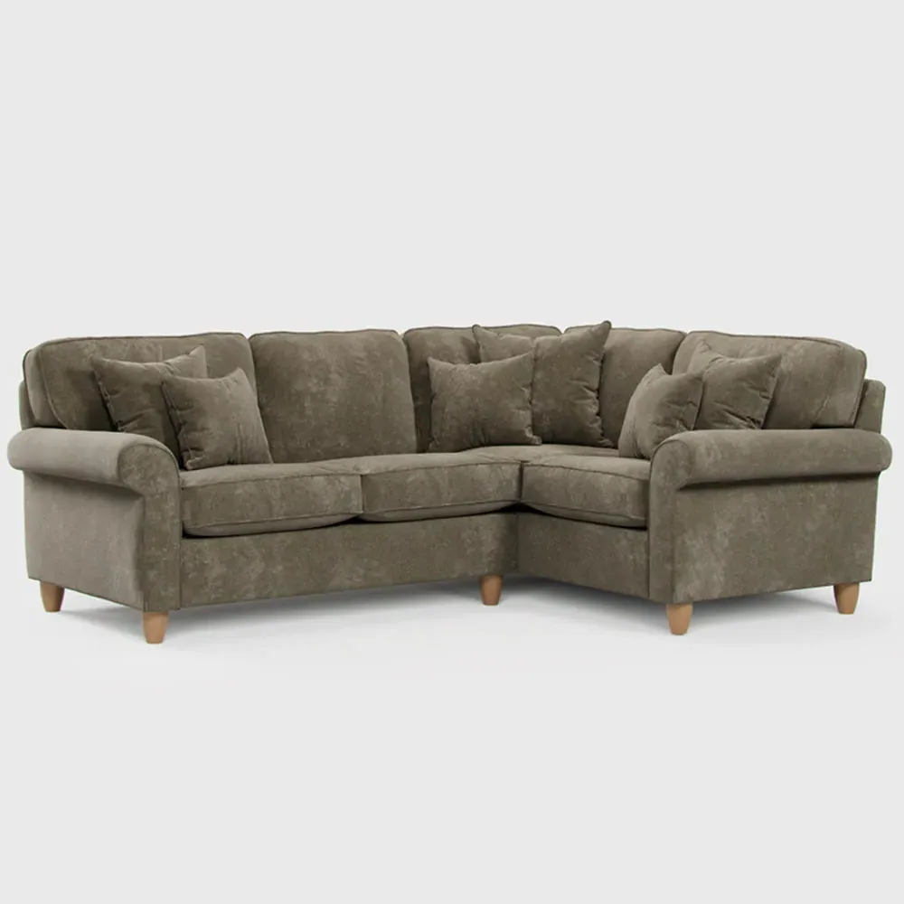 3-Seater Right Hand Corner Sofa - Green, Chenille
