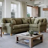 3-Seater Right Hand Corner Sofa - Green, Chenille